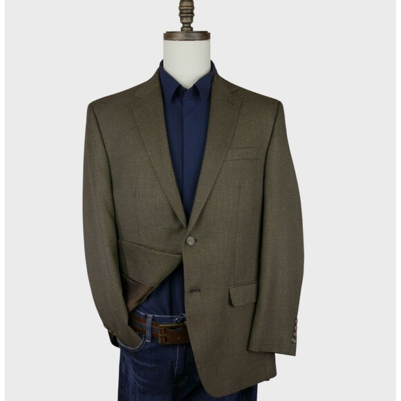 Chaps Sport Coat Blazer Mens 40R Brown Houndstooth Two Button - Picture 3 of 16